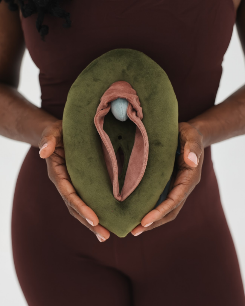 Dr. Hope L. Hayes holding anatomical pelvic models